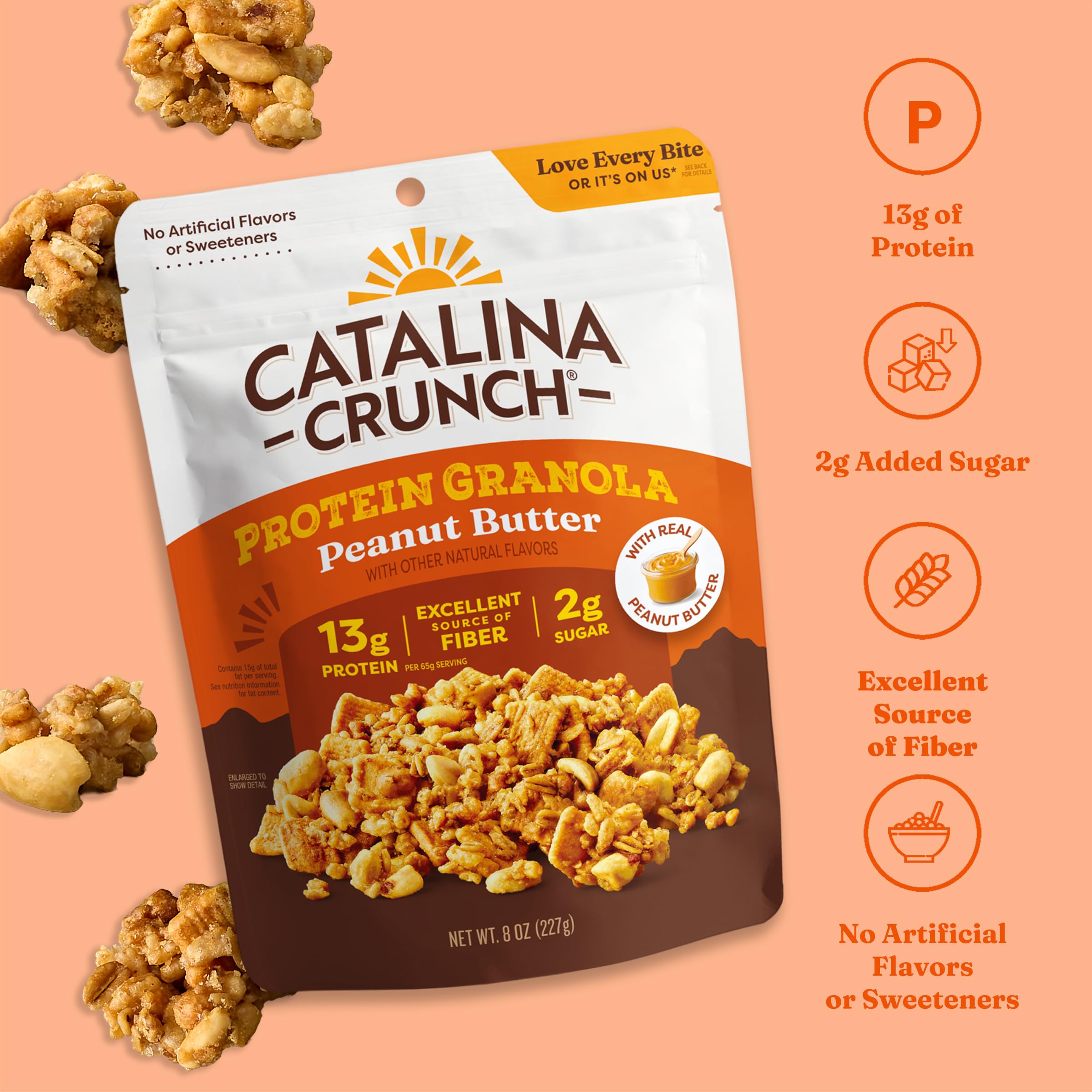 Granola with yogurt featuring Catalina Crunch for fiber-rich texture.