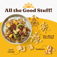 Catalina Crunch honey cashew ingredients closeup featuring real ingredients and gluten-free recipe