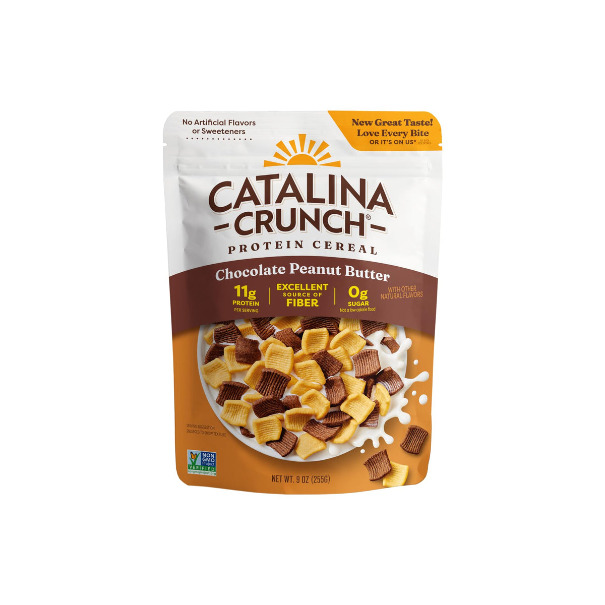 Catalina Crunch protein cereal bowl, chocolate peanut butter flavor, high-protein breakfast option