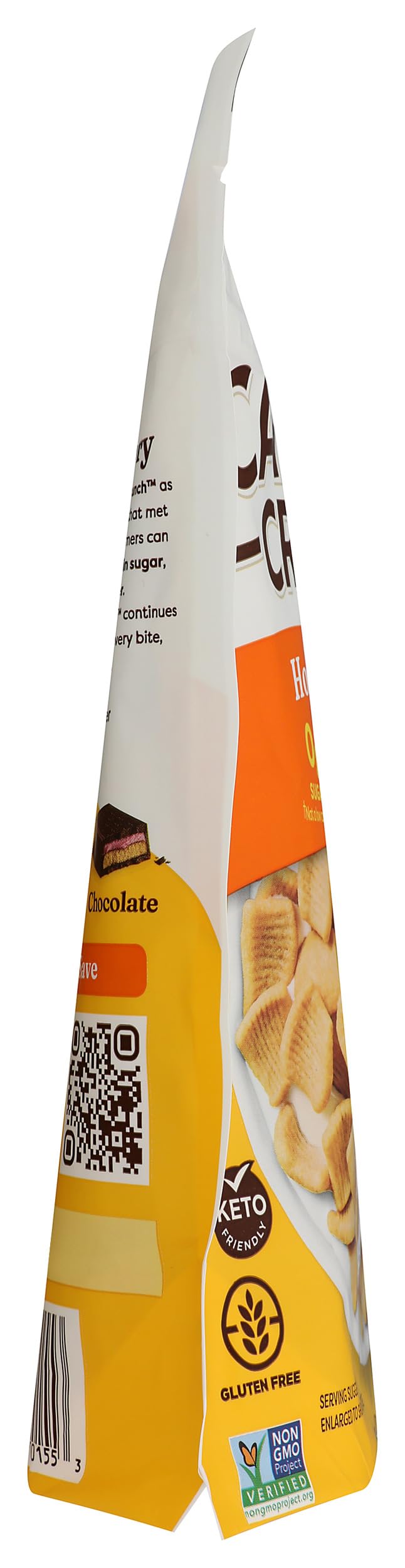 Shelf view of Catalina Crunch gluten free pack highlighting sugar free ingredients