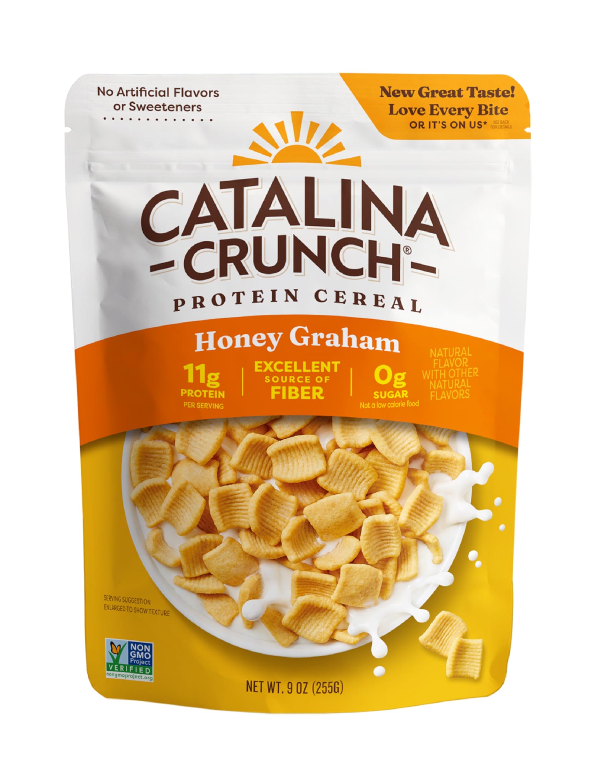 Catalina Crunch Protein Cereal honey graham bowl showing a tasty high protein breakfast option