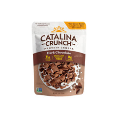 Catalina Crunch Protein Cereal packaging highlights gluten-free, sugar-free formula for a mindful breakfast.