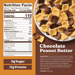 Catalina Crunch protein cereal packshot shows gluten-free and sugar-free attributes