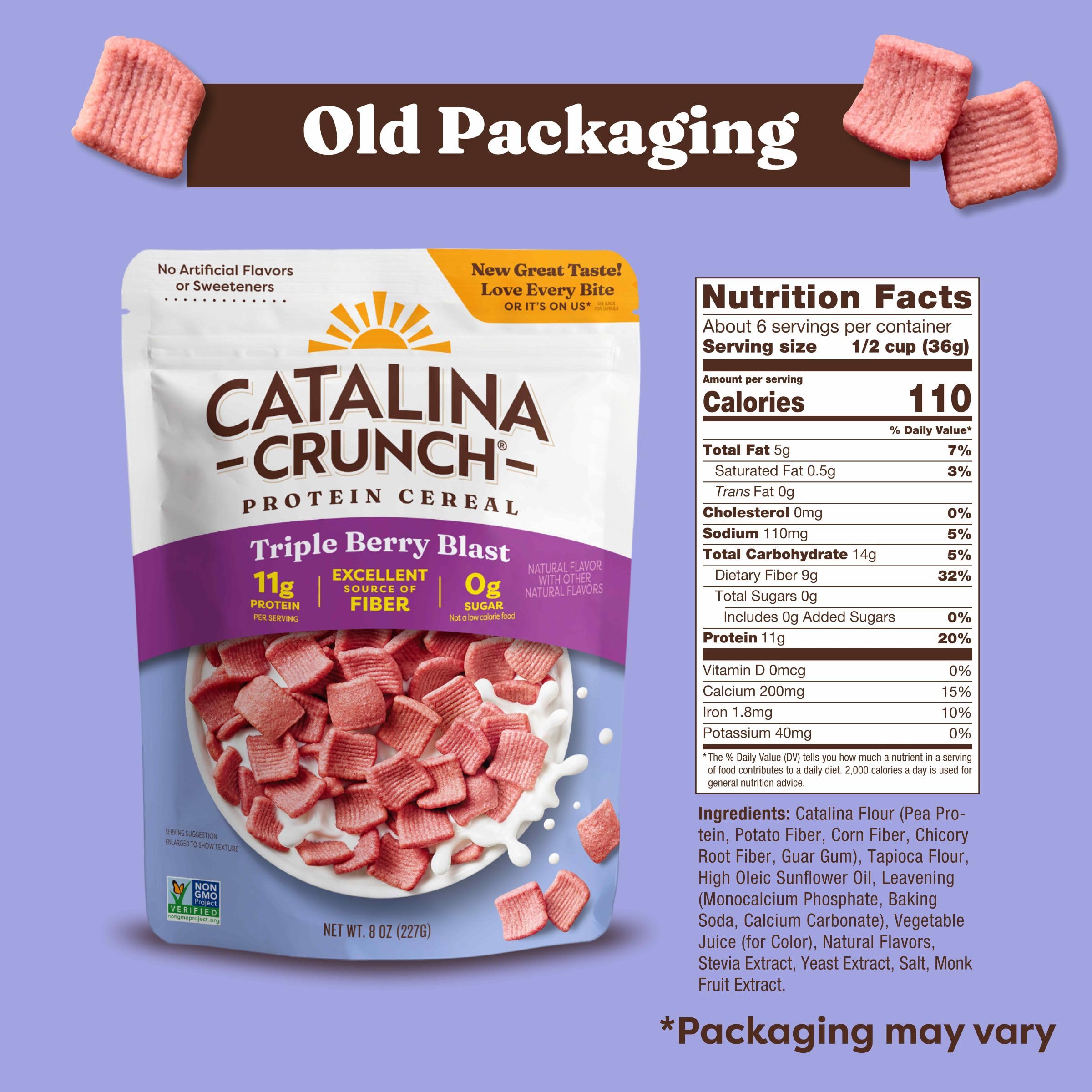 Pouring Catalina Crunch protein cereal for a quick, high-protein snack