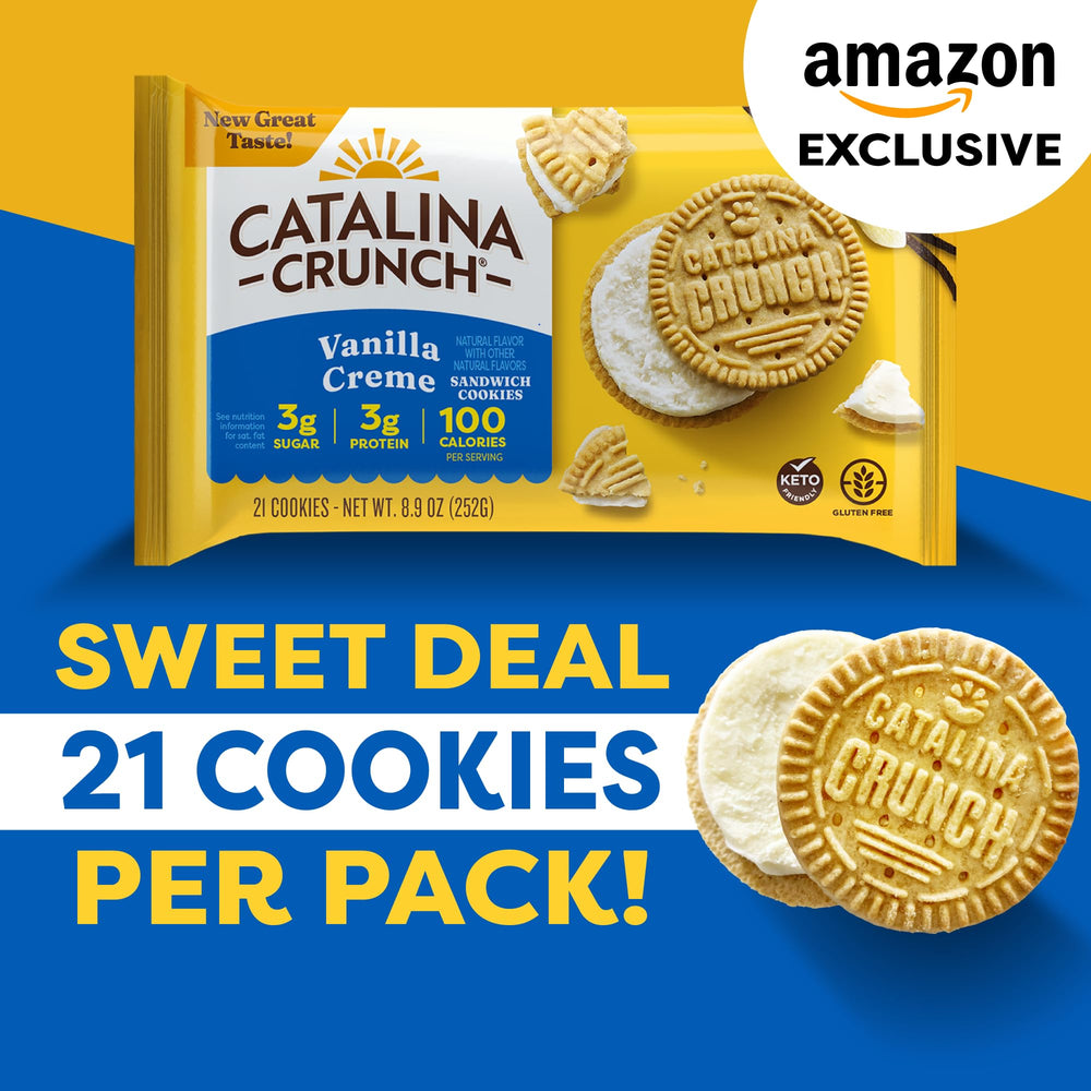 8.9 oz box of Catalina Crunch Vanilla Creme cookies, 21 cookies total