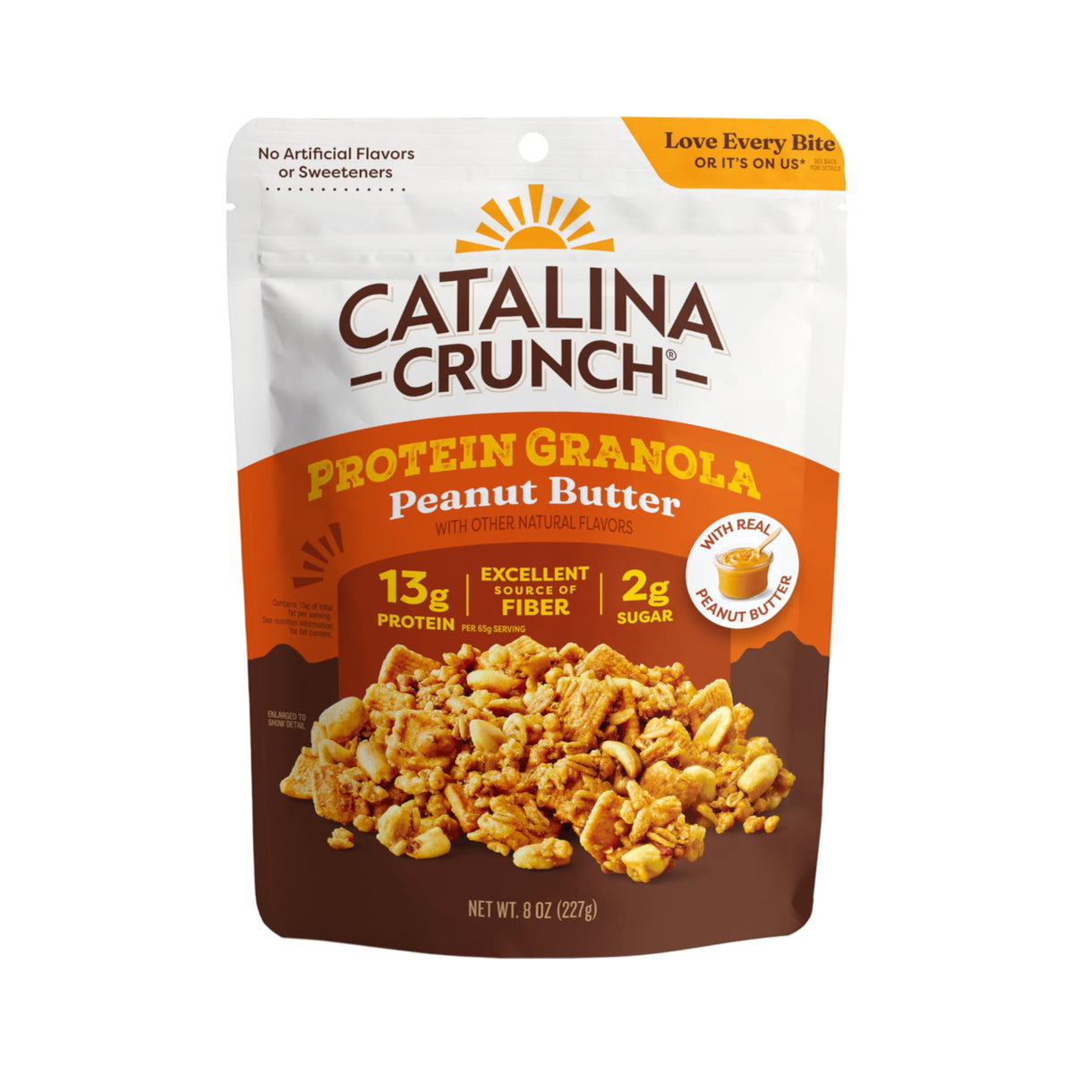 Catalina Crunch Protein Granola 8oz bag front view, gluten-free and high-protein breakfast option.