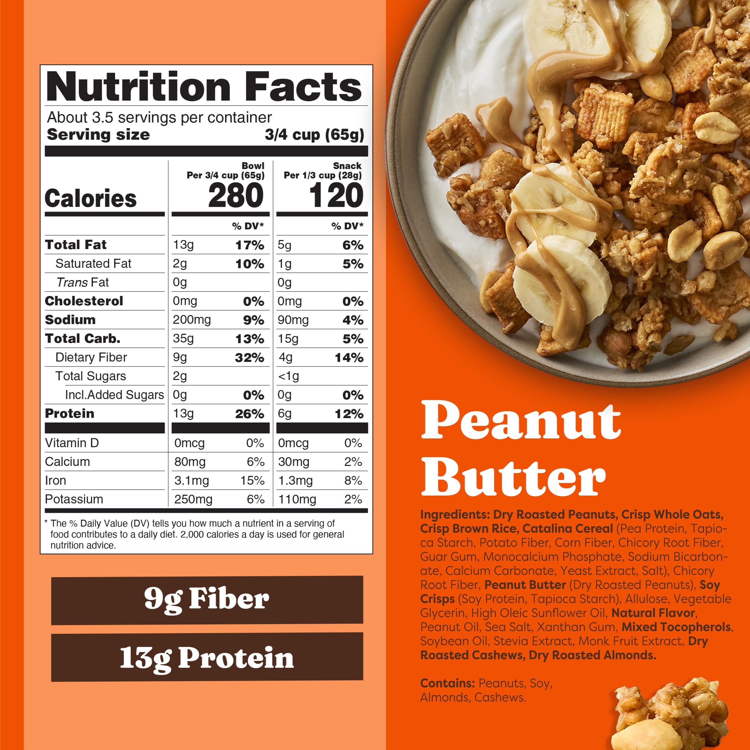Pouring Catalina Crunch Protein Granola into a bowl for a protein-packed morning.