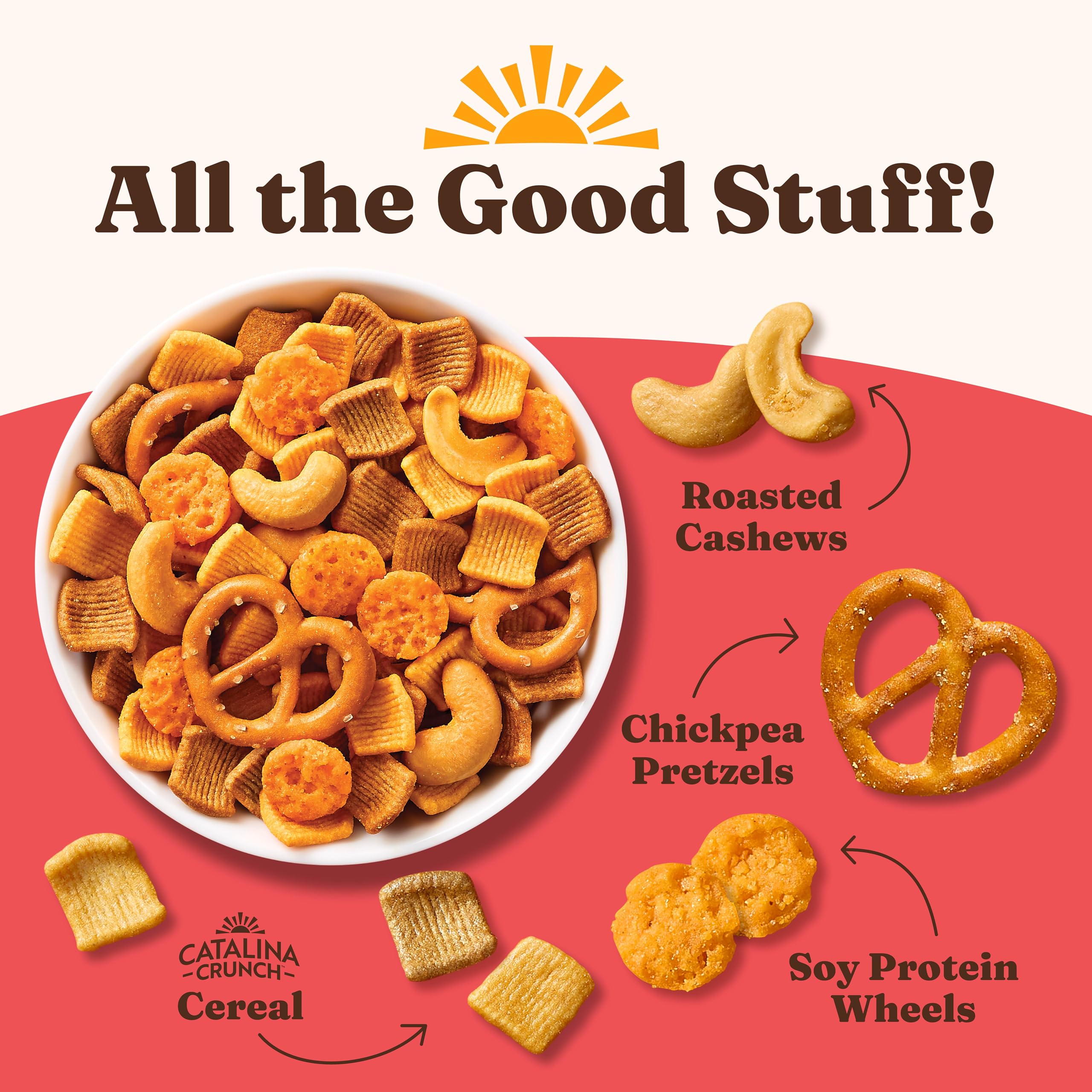 Catalina Crunch closeup highlights fiery pepper flavor and colorful mix