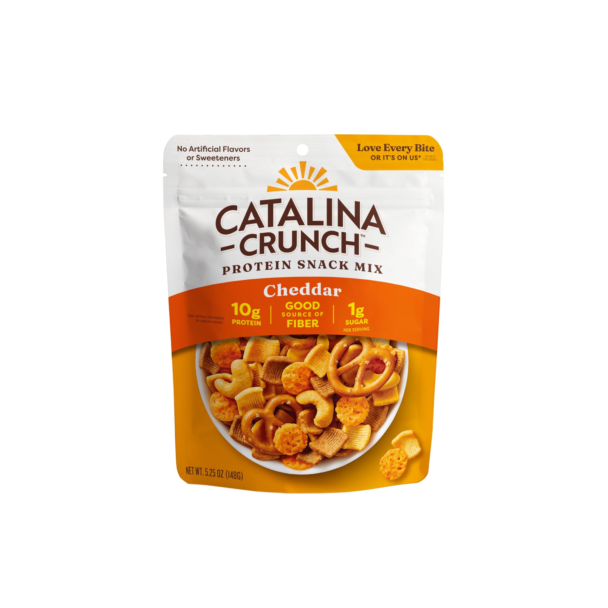 Catalina Crunch Protein Snack Mix front of bag shows protein-packed, savory goodness for on-the-go snacking