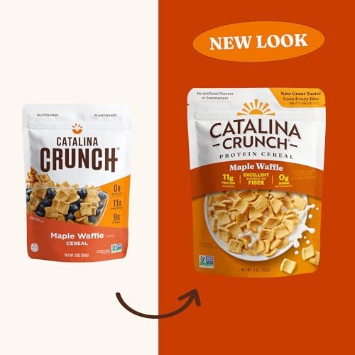 Serving Catalina Crunch cereal in milk highlights protein