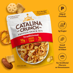 Portion of Catalina Crunch snack mix in a bowl for protein-rich snacking