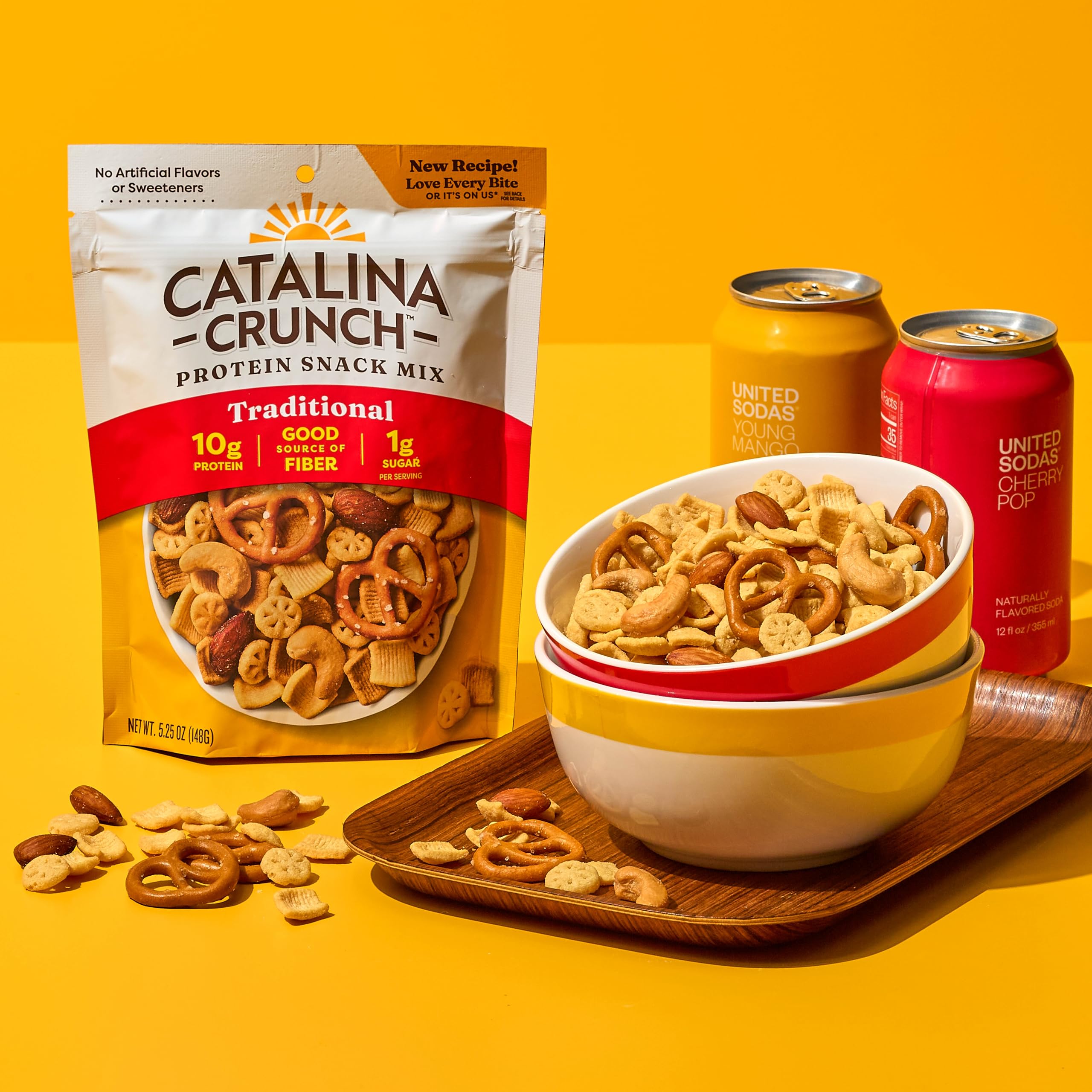 Serve Catalina Crunch snack on a table, showcasing flavor and crunch
