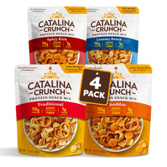 Catalina Crunch snack mix variety pack showcases bold flavors for on-the-go snacking.
