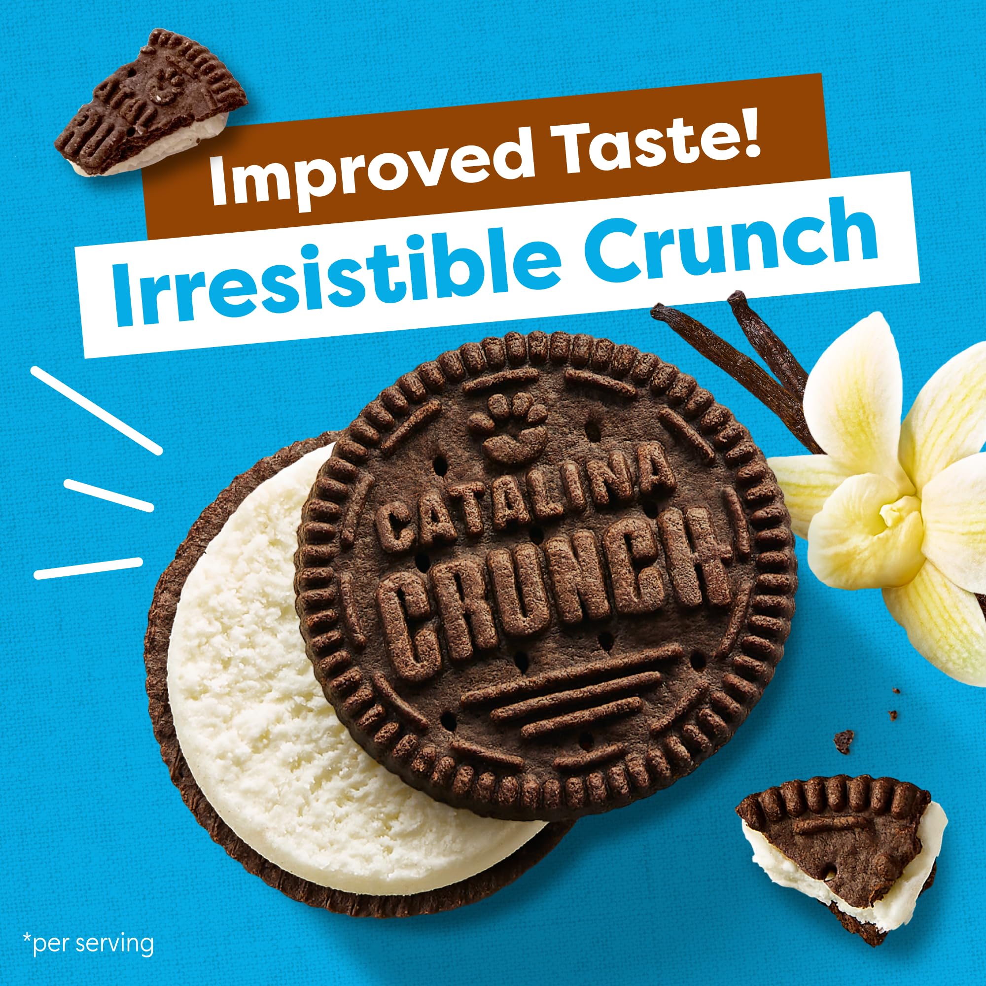 Vegan-friendly Catalina Crunch cookies plated for a snack.