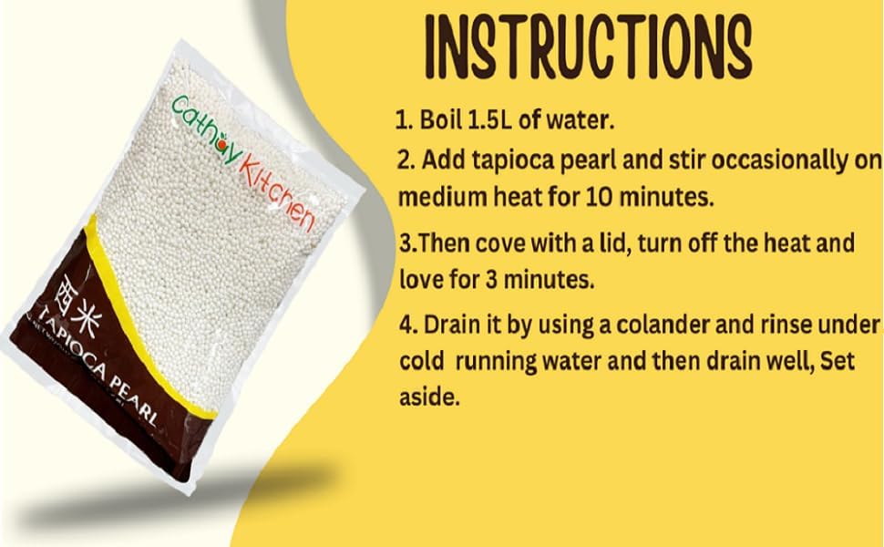 CATHAY KITCHEN sago pearls sealed pack keeps freshness for busy kitchens.