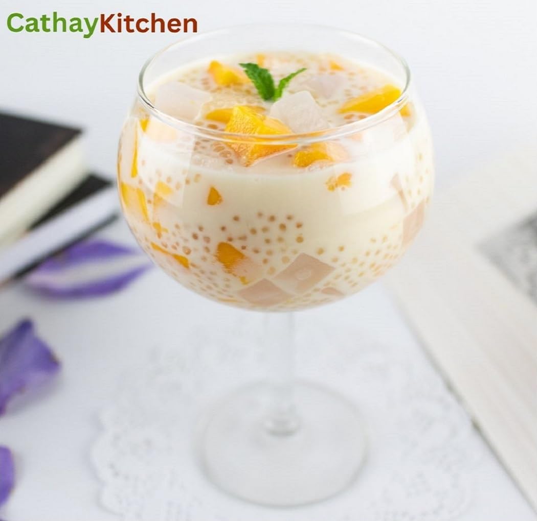 CATHAY KITCHEN sago pearls quick-prep for home bubble tea and desserts.
