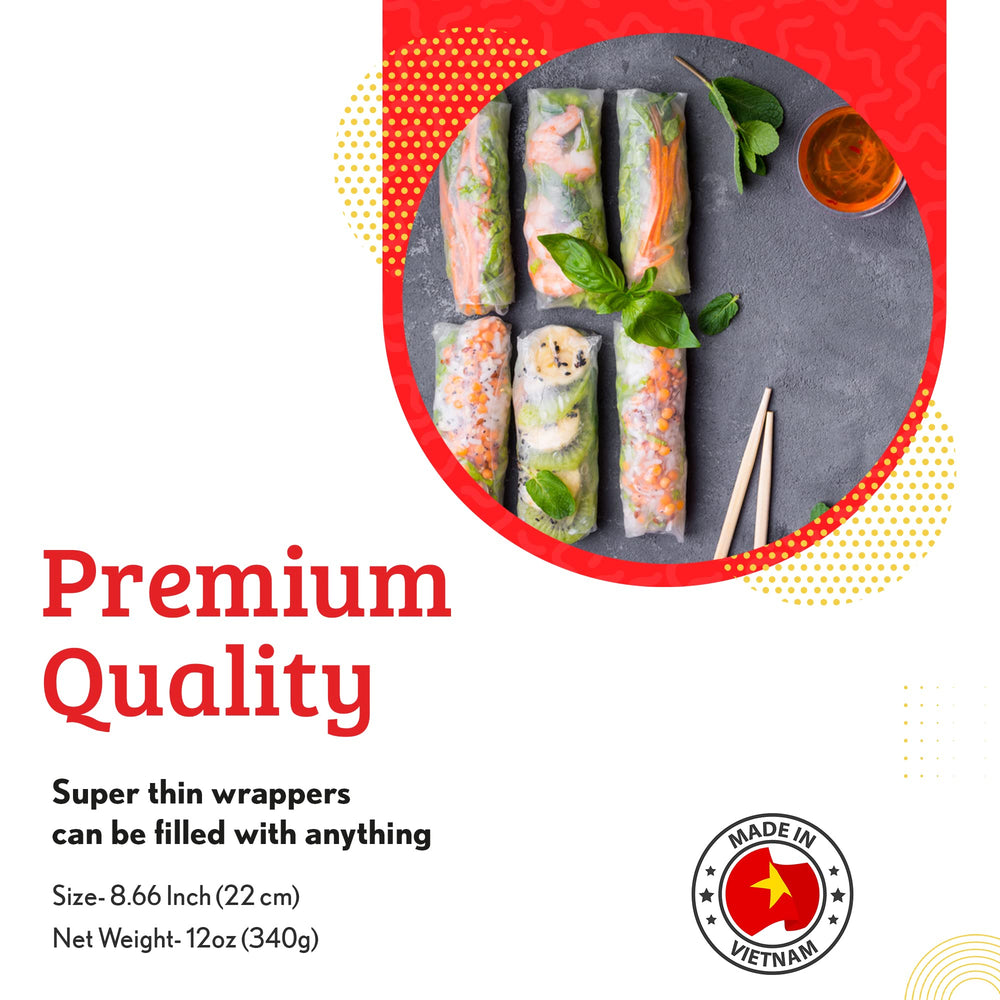 Cathay square rice paper 22cm, perfect for neat summer rolls.