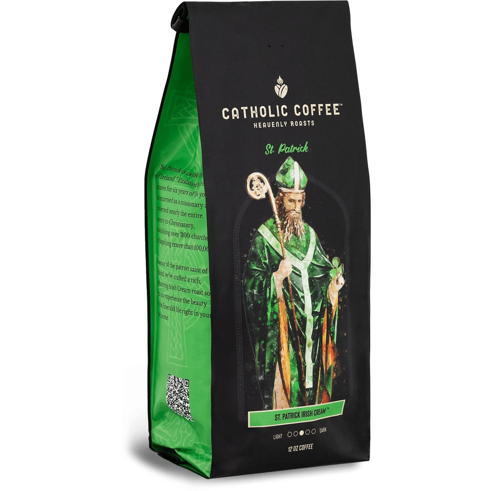 Catholic Coffee St. Patrick bag front, ideal gift for sharing warmth.