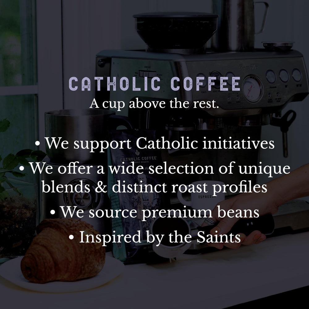 Catholic Coffee St. Patrick French press ready for a smooth brew.