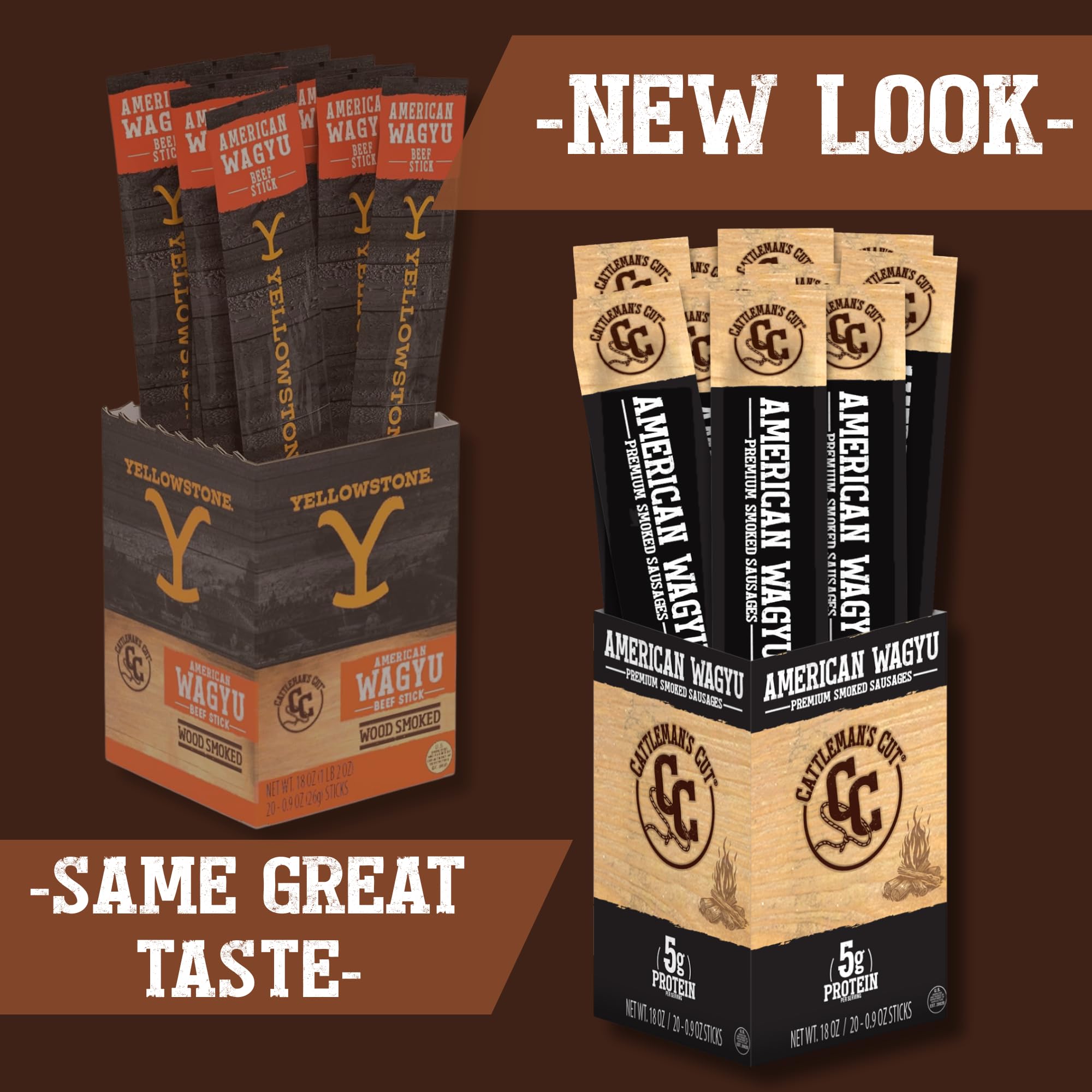 Individually wrapped Yellowstone Wagyu sticks for convenient lunches and travel.
