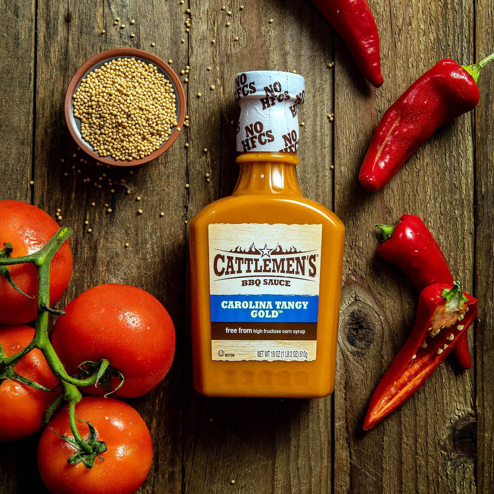 Cattlemen's Carolina Tangy Gold glaze on wings highlighting savory heat and smoky sweetness
