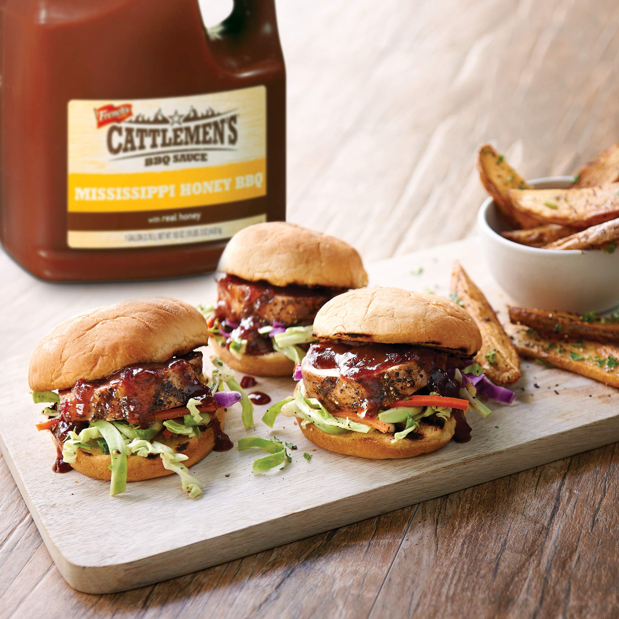 Cattlemen's Mississippi Honey BBQ Sauce dipping plate for versatile table use.