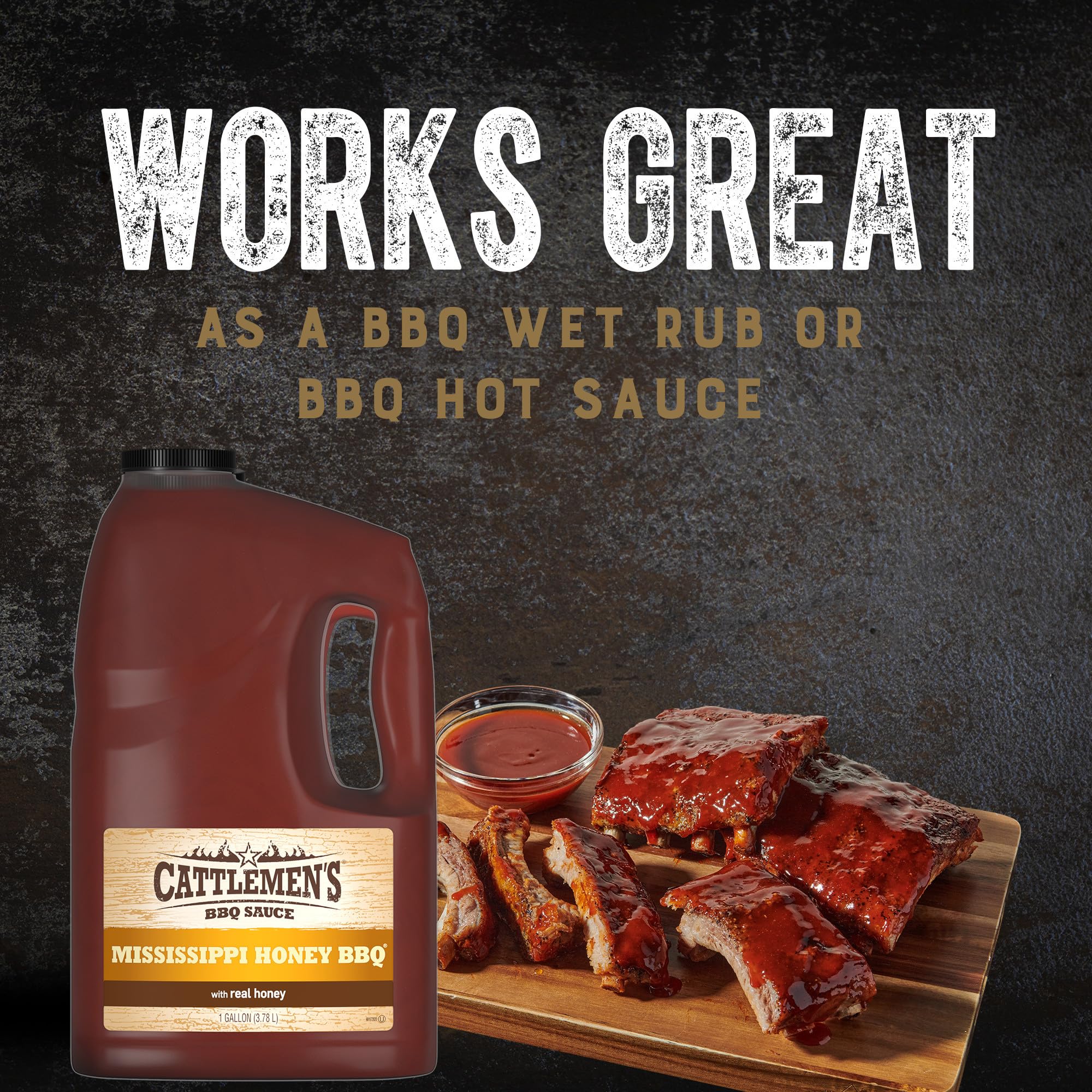Cattlemen's Mississippi Honey BBQ Sauce grilled chicken dinner with bold sweet-tangy glaze.
