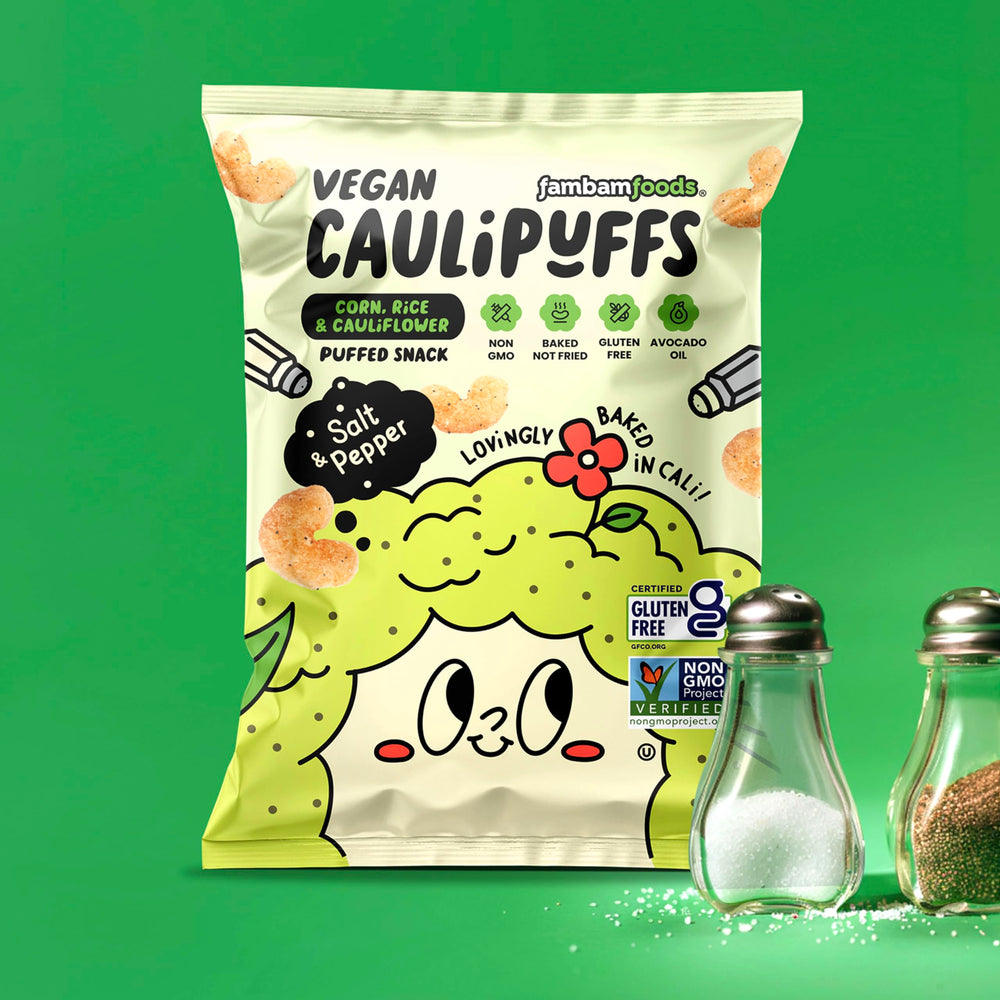 CauliPuffs bag contents ready-to-grab portions promote on-the-go snacking.