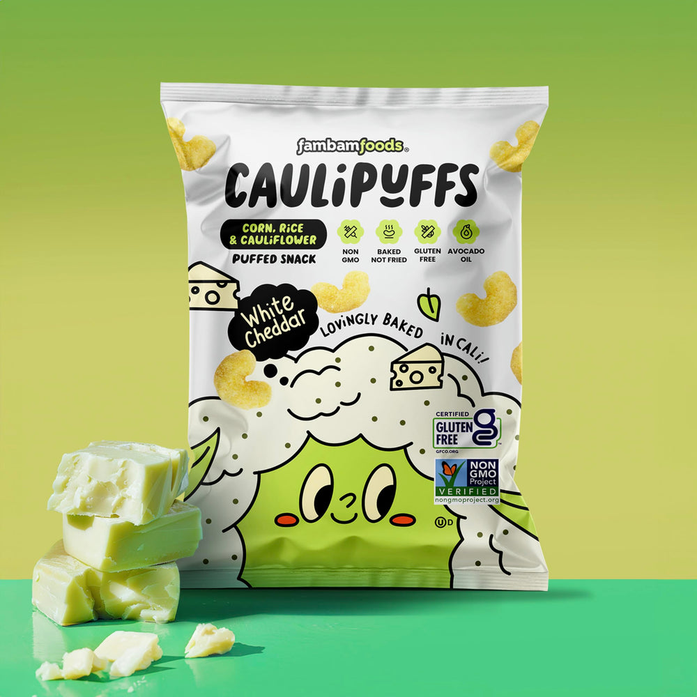 Kids snacking on Caulipuffs White Cheddar creates family-friendly crunch moments.