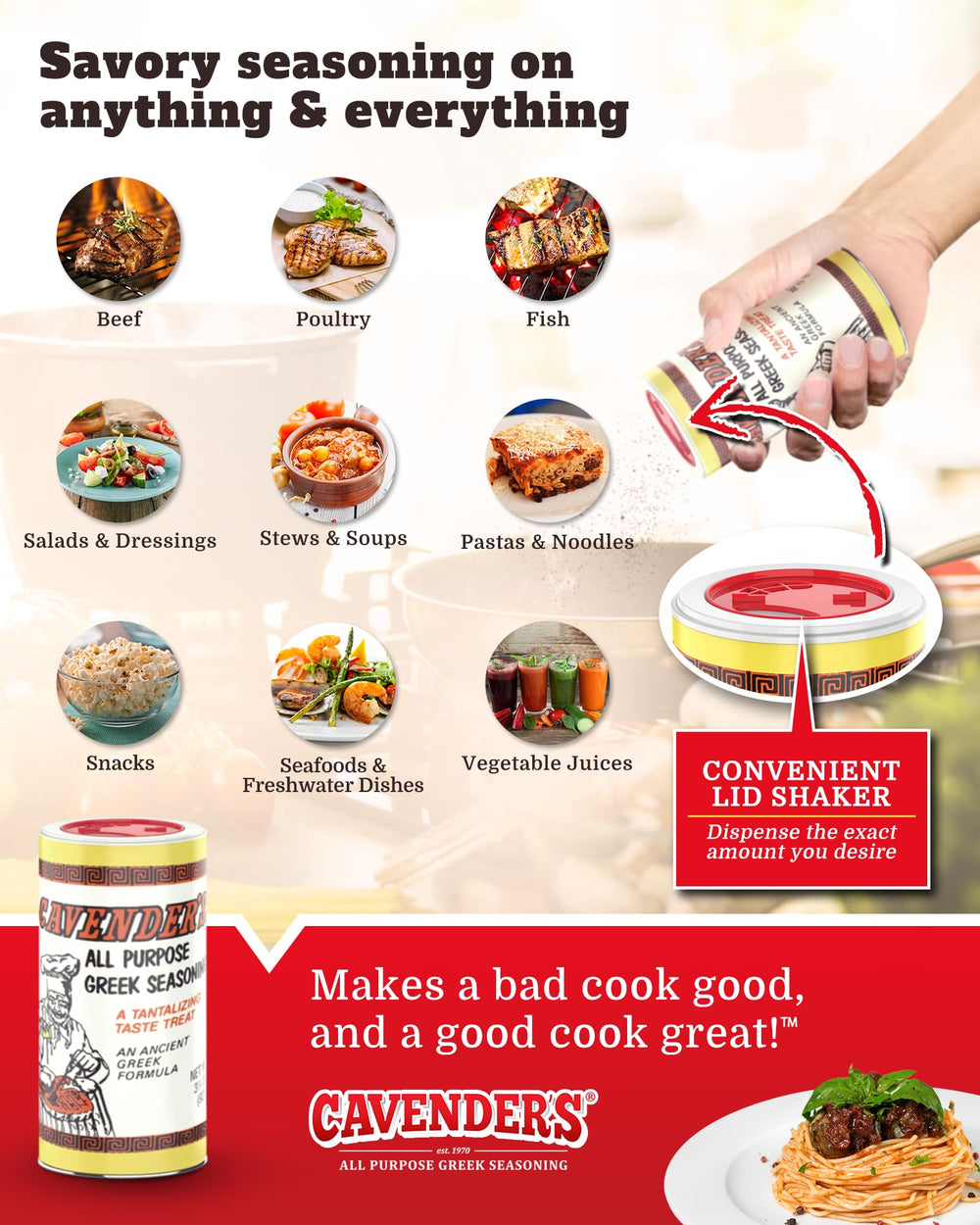 Cavender's Greek Seasoning used to flavor popcorn for a gourmet snack.