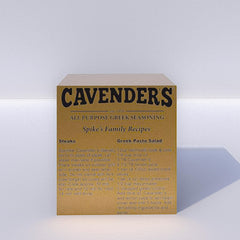 Cavender's Greek Seasoning is being poured to enhance a savory dish.