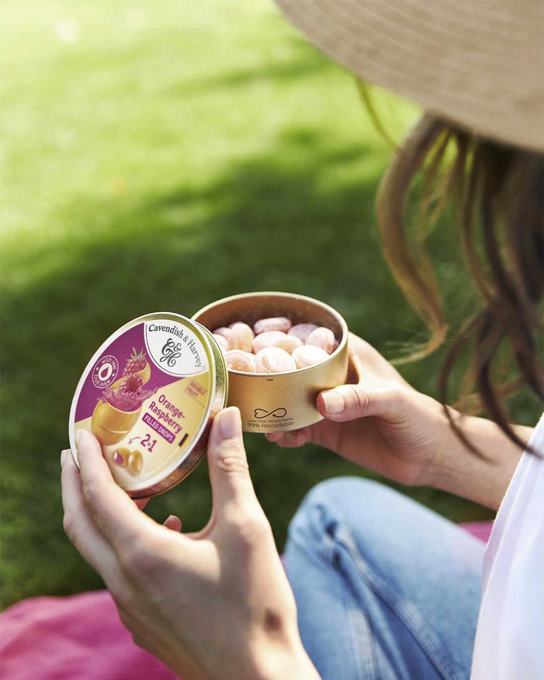 Cavendish & Harvey Double Fruit Drops orange shell close-up, tangy outer layer enhances flavor