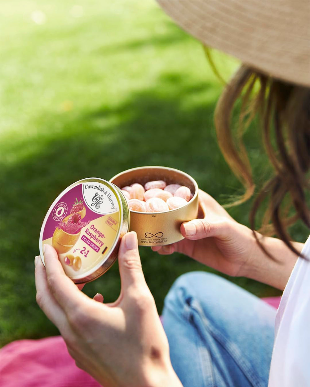 Cavendish & Harvey Double Fruit Drops orange shell close-up, tangy outer layer enhances flavor