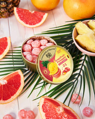 Grapefruit outside with pineapple filling provides tropical sweetness core.