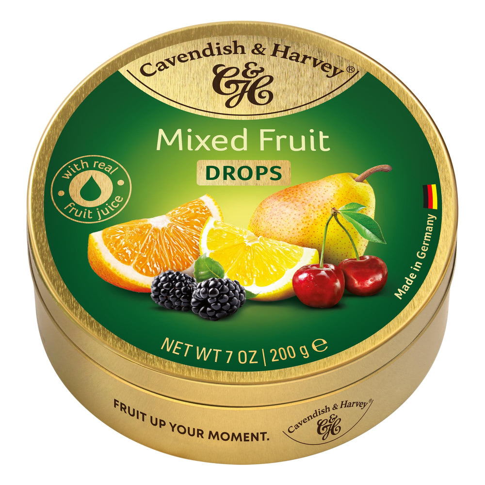 Cavendish & Harvey Fruit Candy Can front view, ideal for gifting and shared snacking.