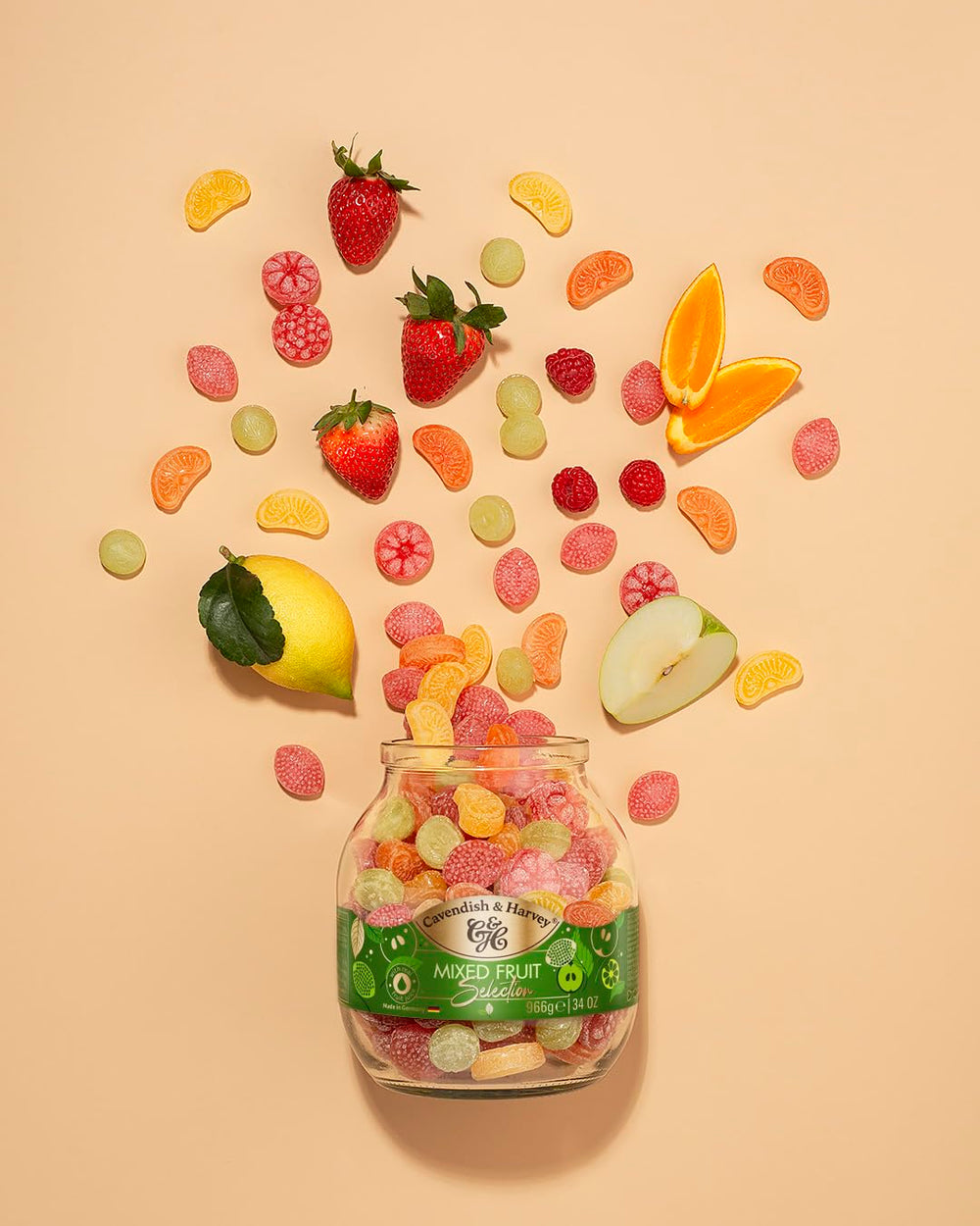 Cavendish & Harvey fruit drops apple and raspberry provide a crisp, satisfying bite.