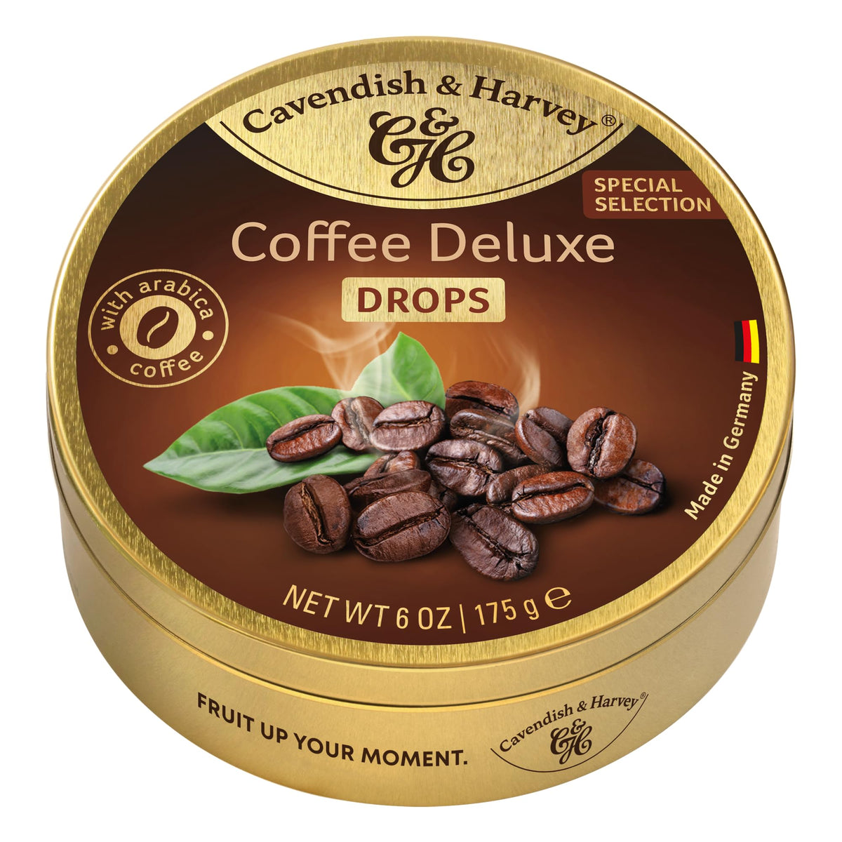 Cavendish & Harvey Kaffee Drops 200g jar shows premium aroma ideal for gifting