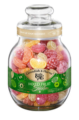 Cavendish & Harvey Mixed Fruit Drops jar with lemon and orange flavors, ideal for gifting.