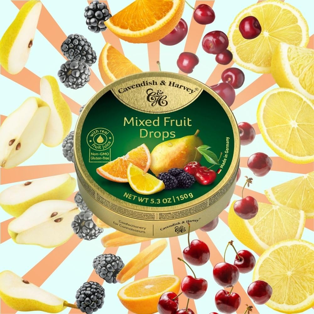 Cavendish & Harvey orange pear drops for balanced sweetness, great with coffee or tea.