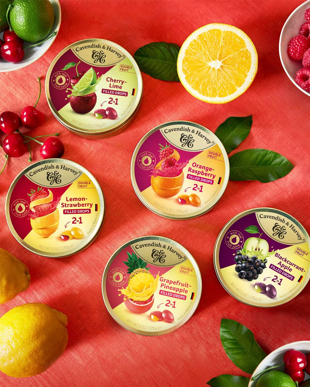 Cavendish & Harvey real fruit juice delivers natural taste in each bite.