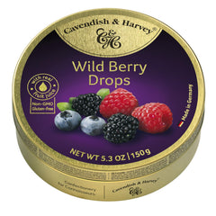 Cavendish & Harvey Wild Berry Drops in a decorative tin for gifting or everyday indulgence
