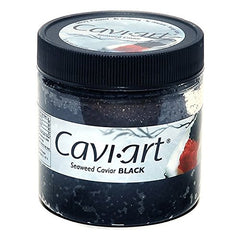 Caviart vegan caviar seaweed pearls closeup showcases briny texture for canapés.