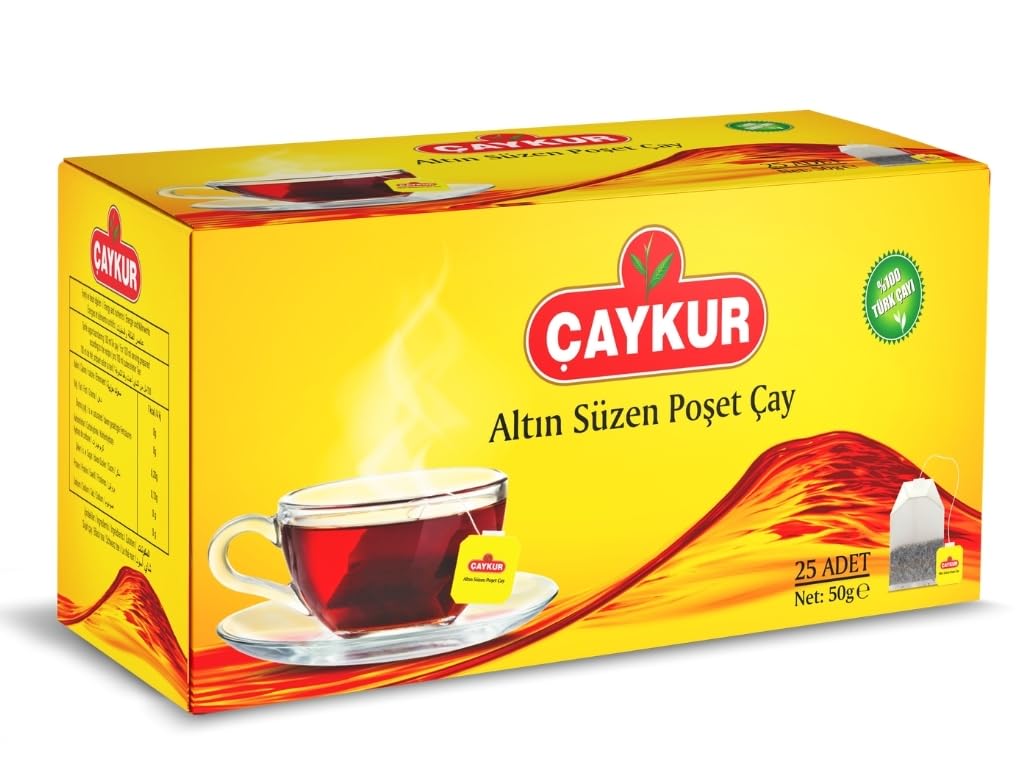 ÇAYKUR Altın Süzen tea bags closeup highlighting fine leaves and premium quality.
