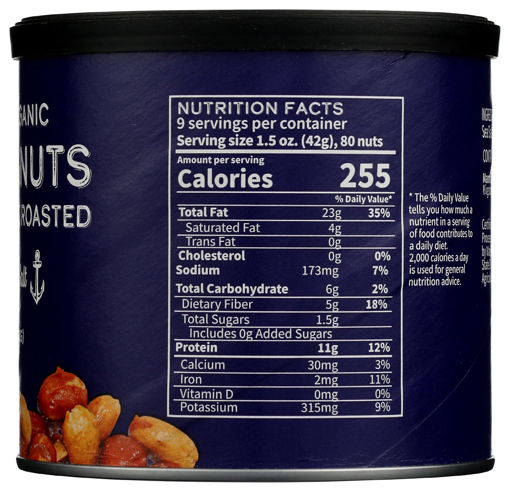 CB's Nuts Organic Kettle Roasted Sea Salt Peanuts close-up bowl for quick snacking