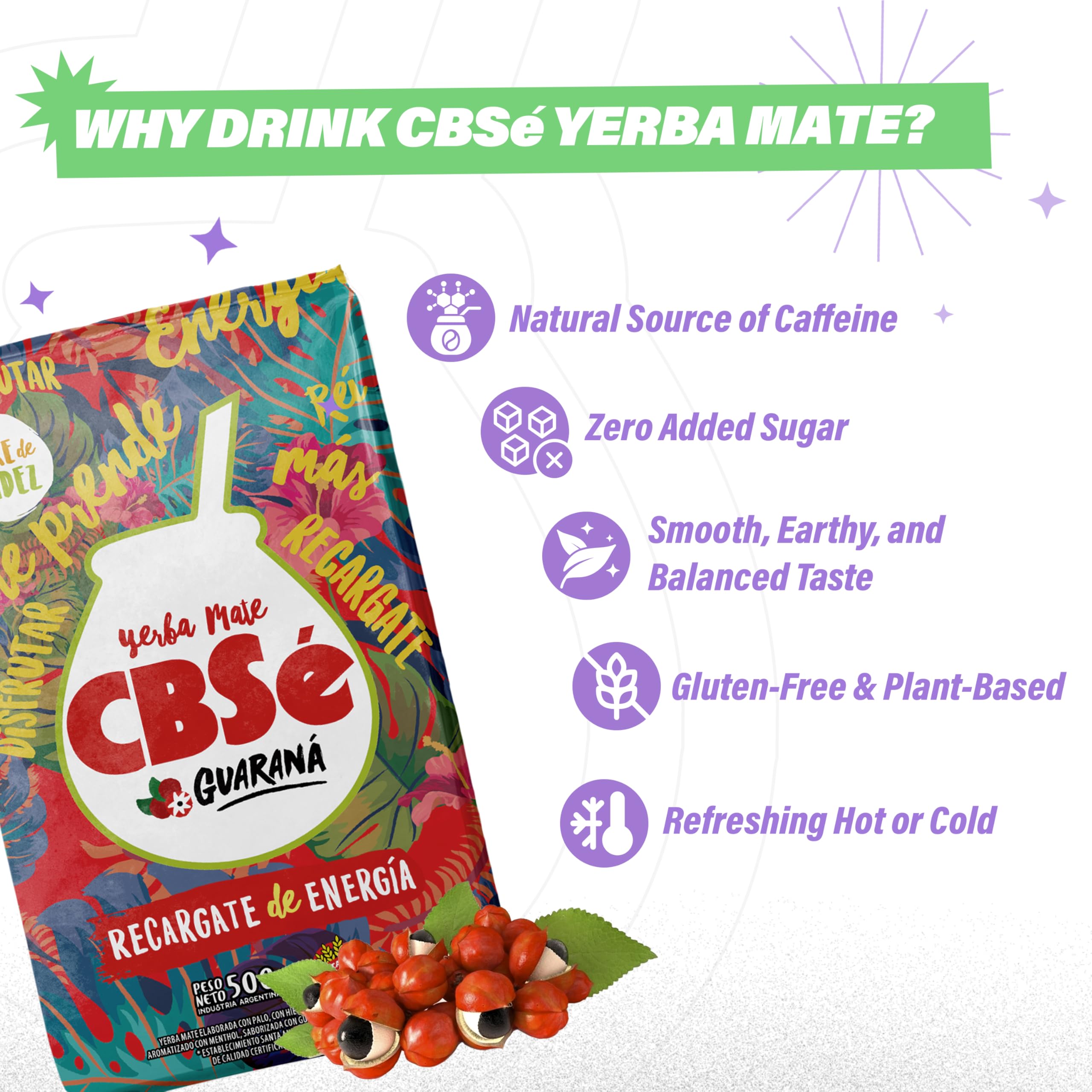 CBSé Yerba Mate Guarana brewed tea in a glass reveals rich flavor