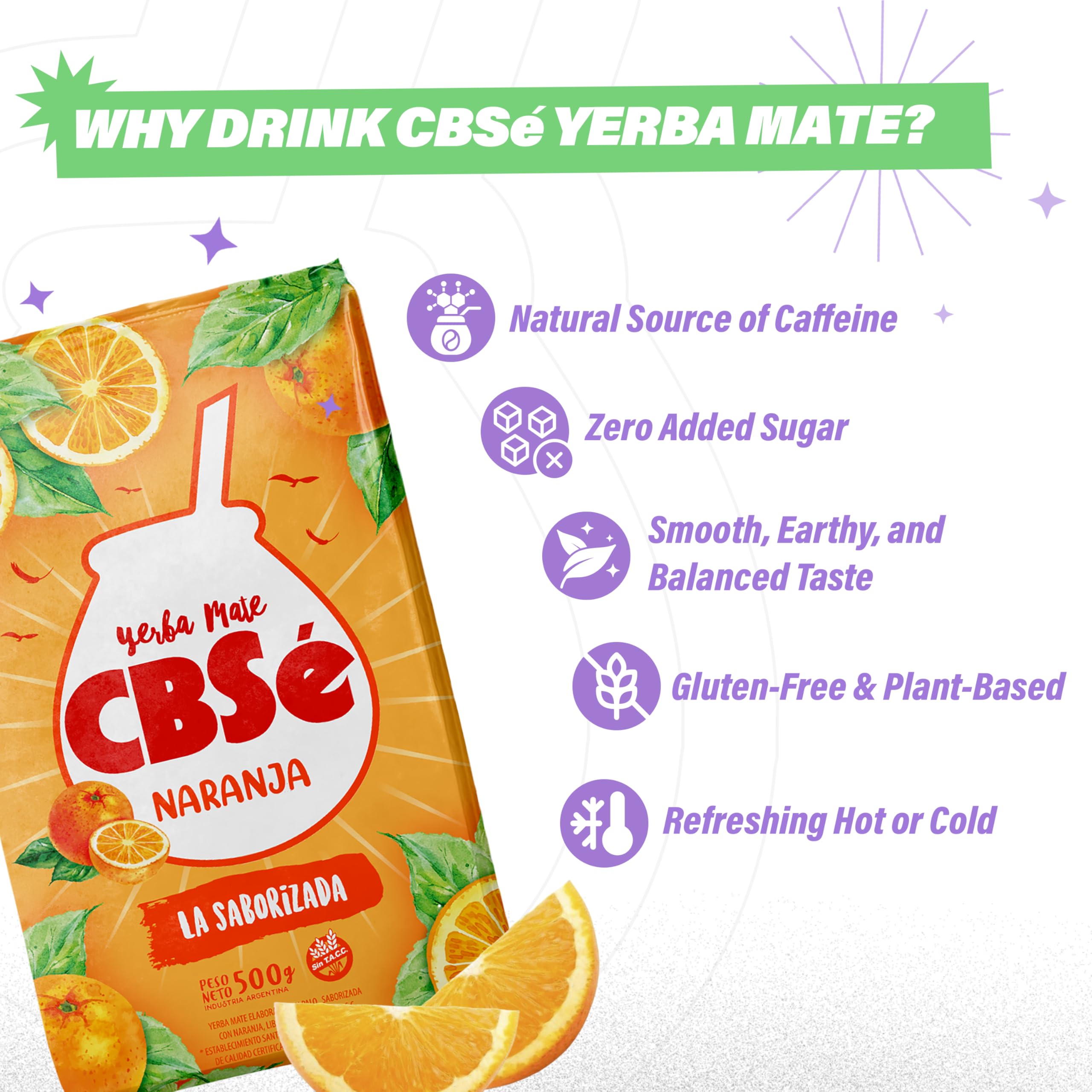 CBSé Yerba Mate Orange dried leaves with vivid aroma for uplifting notes.