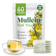 CCnature premium mullein tea bags pack, 60-count, convenient for daily ritual.