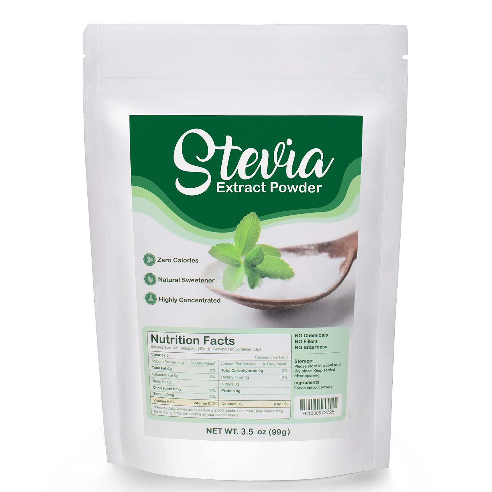 CCnutri Stevia Powder packaging showing pure, additive-free sweetness for daily use