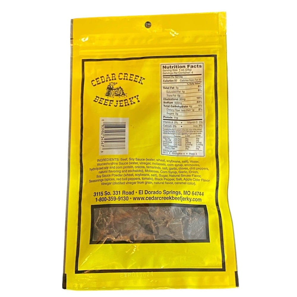 Cedar Creek Jerky grass fed and grain finished beef for high protein snacking