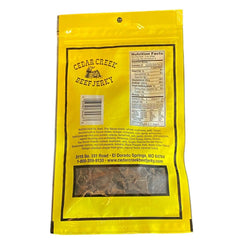 Cedar Creek Jerky grass fed and grain finished beef for high protein snacking